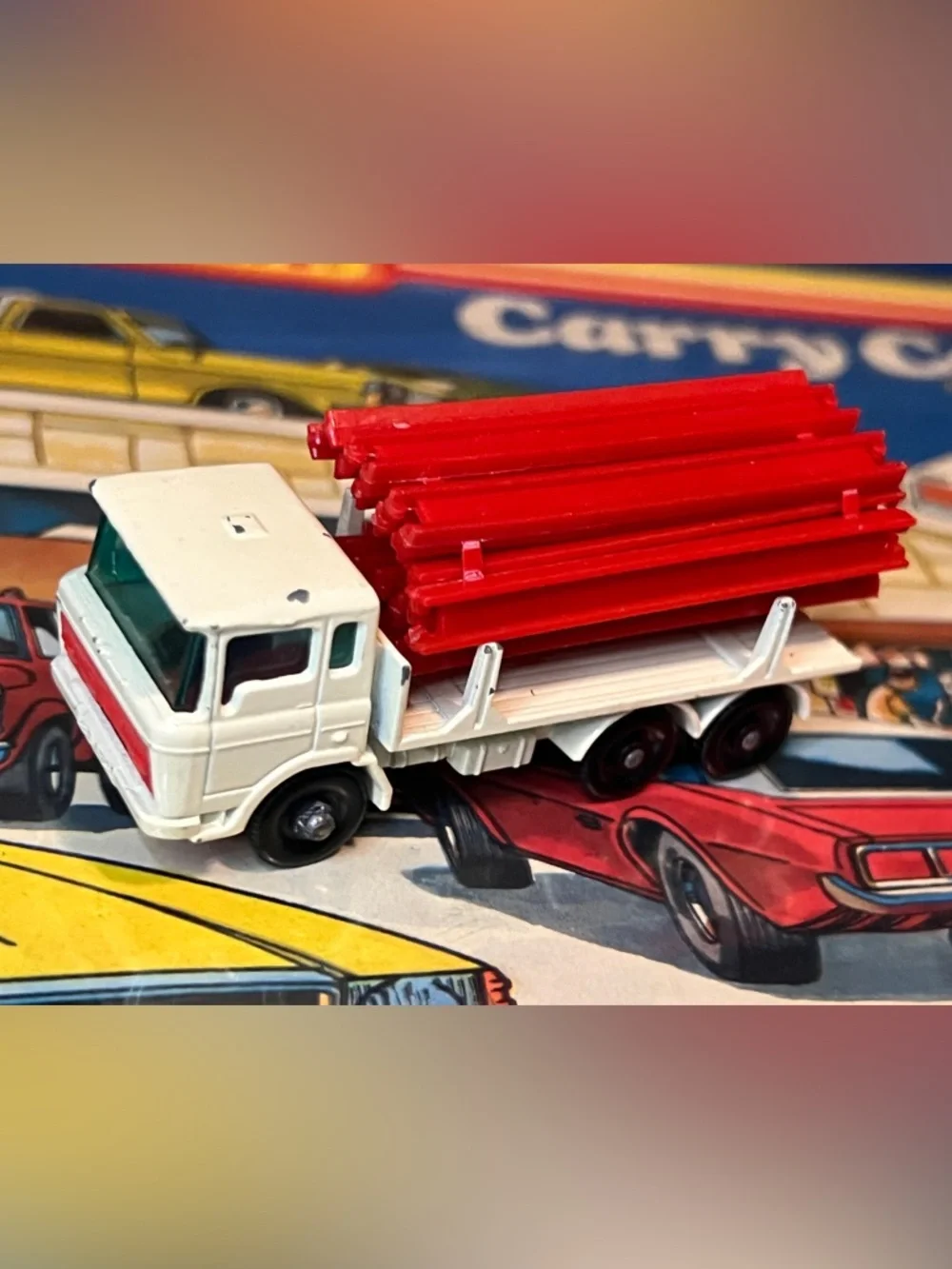 Vintage Matchbox No. 58 Girder Truck 1968 Lesney DAF Style Red Load Diecast